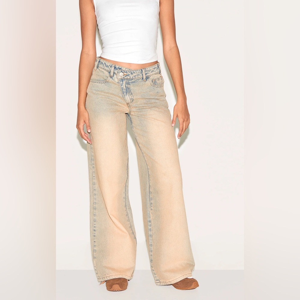 PrettyLittleThing Light Tan Flare Jeans